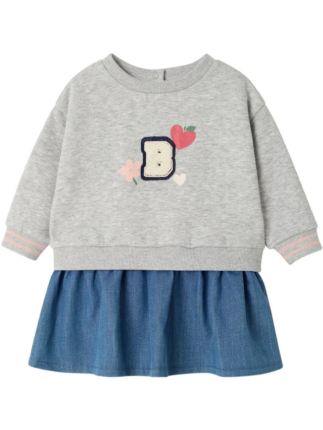 vertbaudet Babyjurk met lange mouwen stone