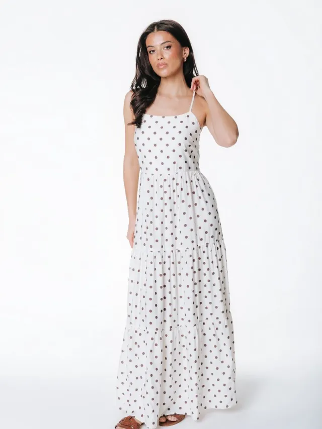 Colourful Rebel Fenna Polk a Dot Spaghetti Dress Off white