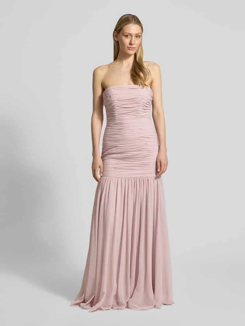 Unique Maxi-jurk in off-shoulder-look met rimpelingen Roze