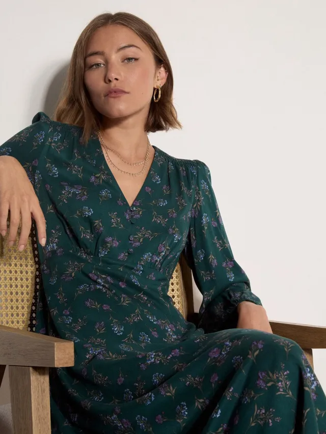 Apricot Midi-jurk met bloemenprint Groen