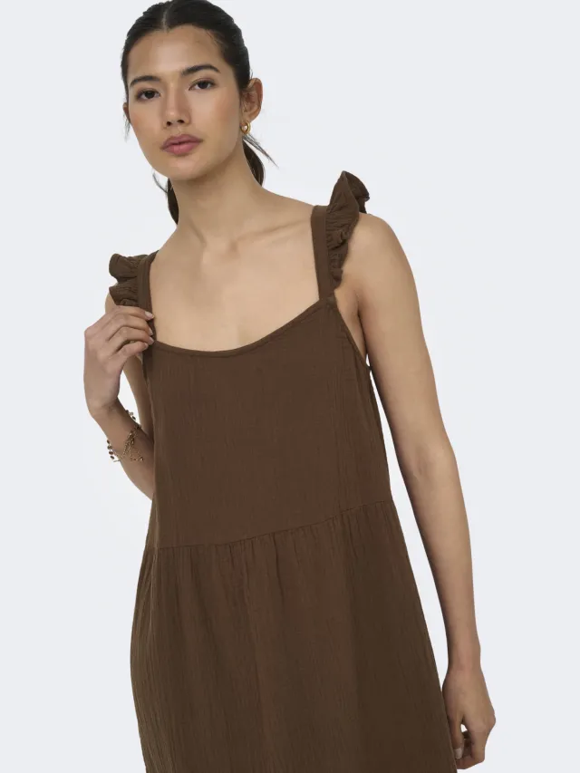 Only midi jurk bruin, foto 2