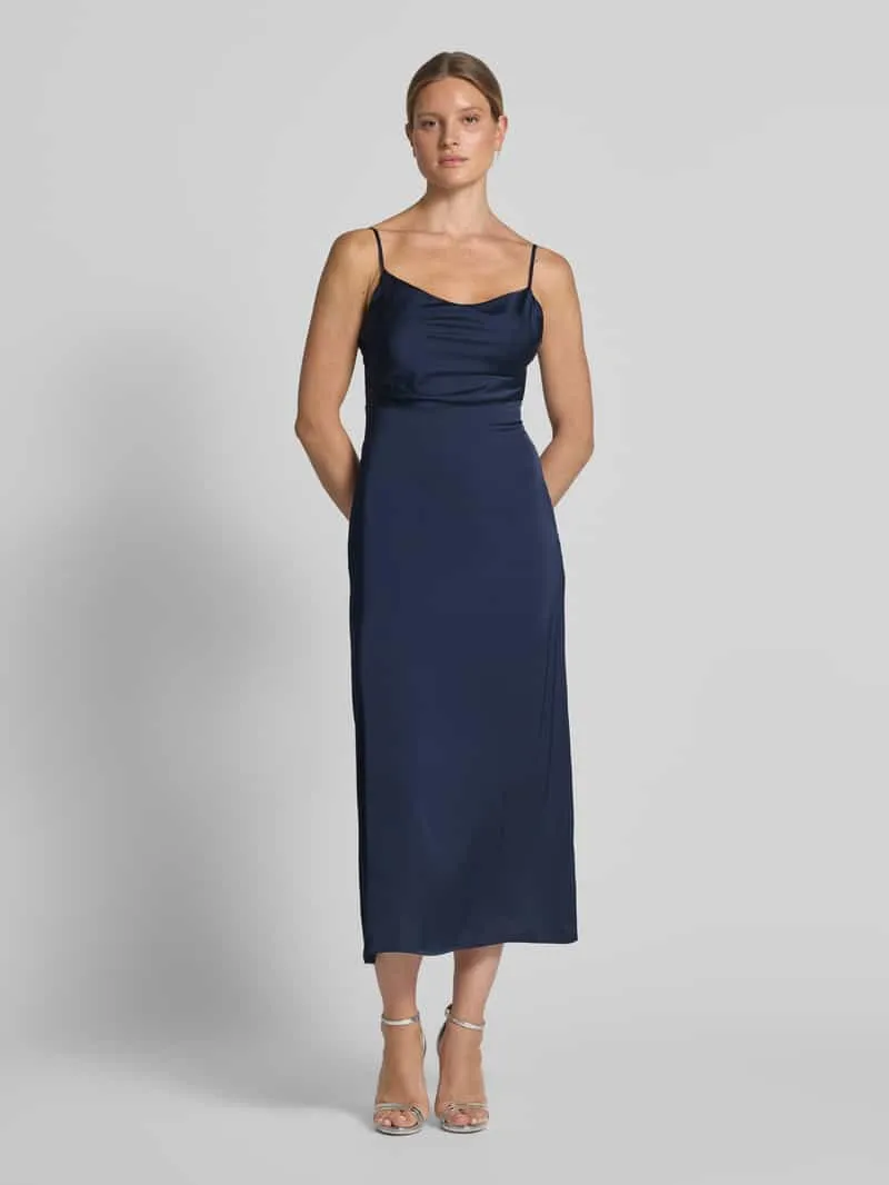 Vila Avondjurk van satijn model 'RAVENNA' Marineblauw