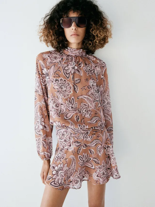 Mango korte jurk met print - meerkleurig Multi