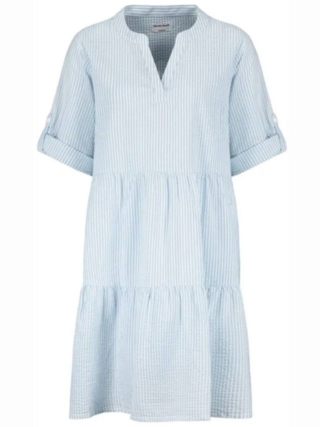 Fresh made Volant Jurk Dames Mini-jurk - blauw/wit blauw;wit