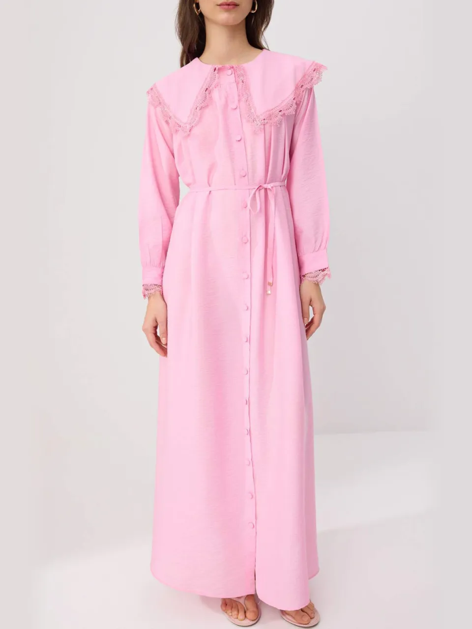 Trendyol Modest Dames Roze Effen Maxi Lang A-lijn Modest Jurken, foto 2