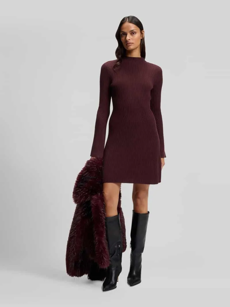 Boss Slim fit tricotjurk van scheerwolmix met ribstructuur bordeaux, foto 3