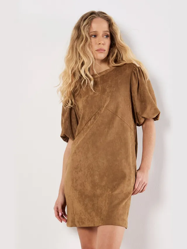 Apricot Mini-shiftjurk van suède-look Bruin