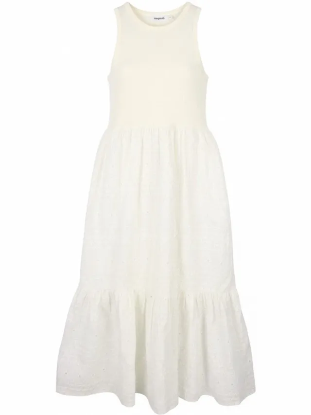 Desigual Vest Lourdes Dames Dressoff Wit Getextureerde Mouwloze Midi