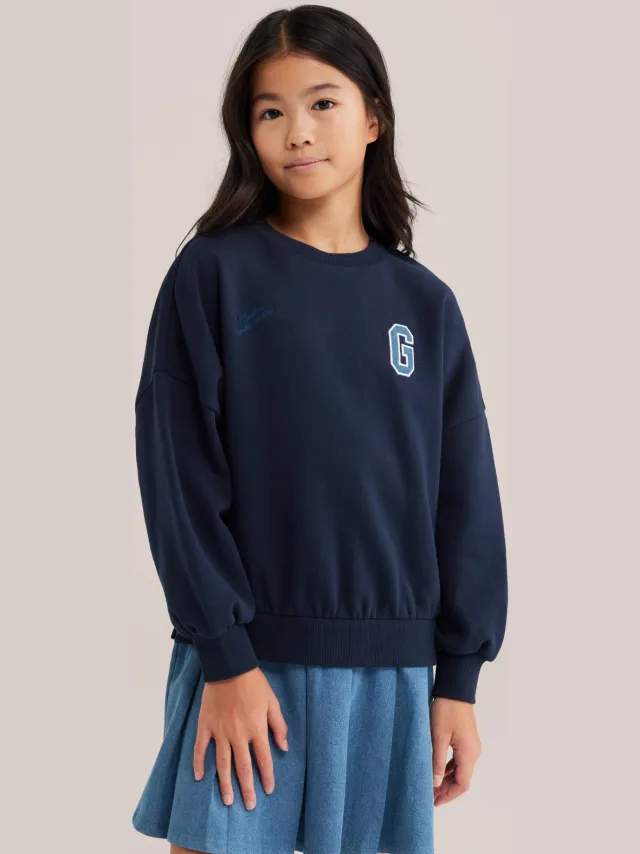 WE Fashion midi sweatjurk donkerblauw/lichtblauw, foto 4