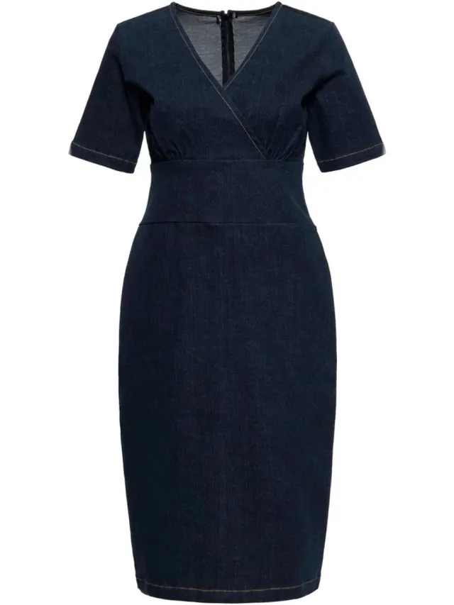 QUEEN KEROSIN retro overlapte kokerjurk voor dames QKU46030 Rinsed Wash