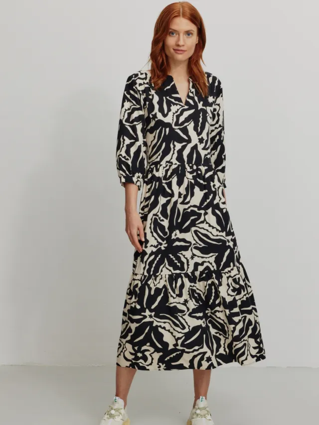 recolution dames vegan Jurk Medinilla Botanical Zwart