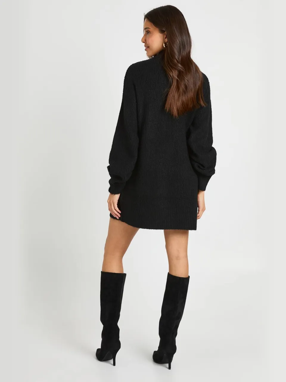 boohoo Dames Zachte Gebreide Oversized Gebreide Jurk Met Ritshalslijn zwart, foto 2