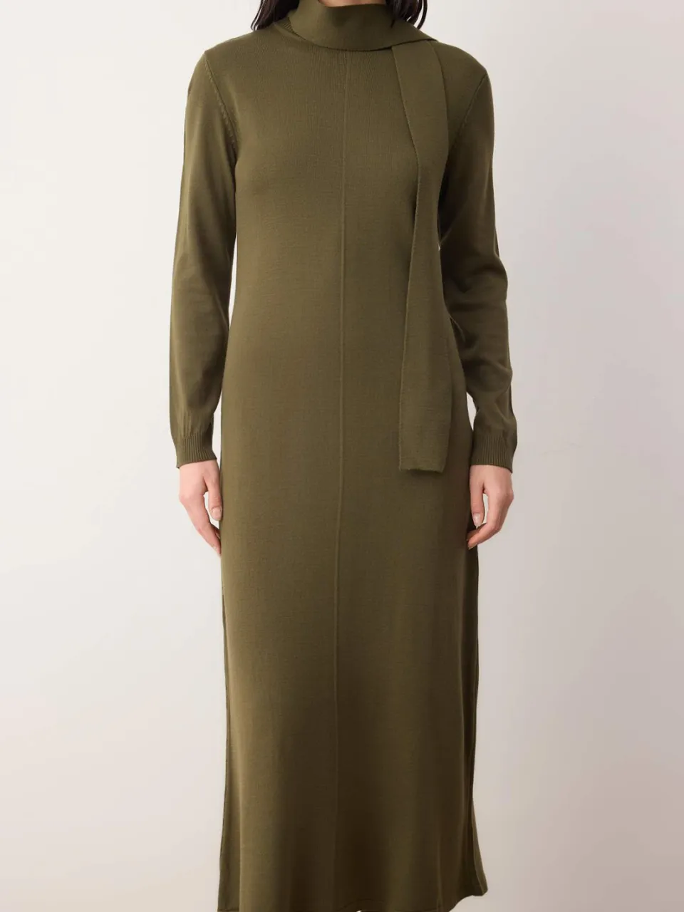 Trendyol Modest Dames Kaki Effen Maxi Lang Casual A-lijn Modest Jurken, foto 2