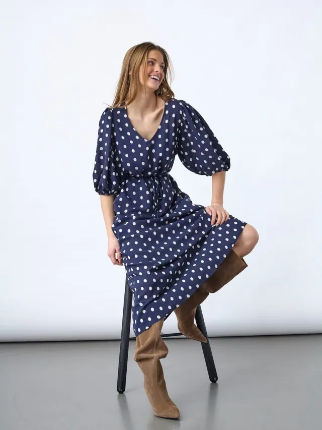 Sisters Point Ventia-v.dr8 - Dames jurk - Navy Dot