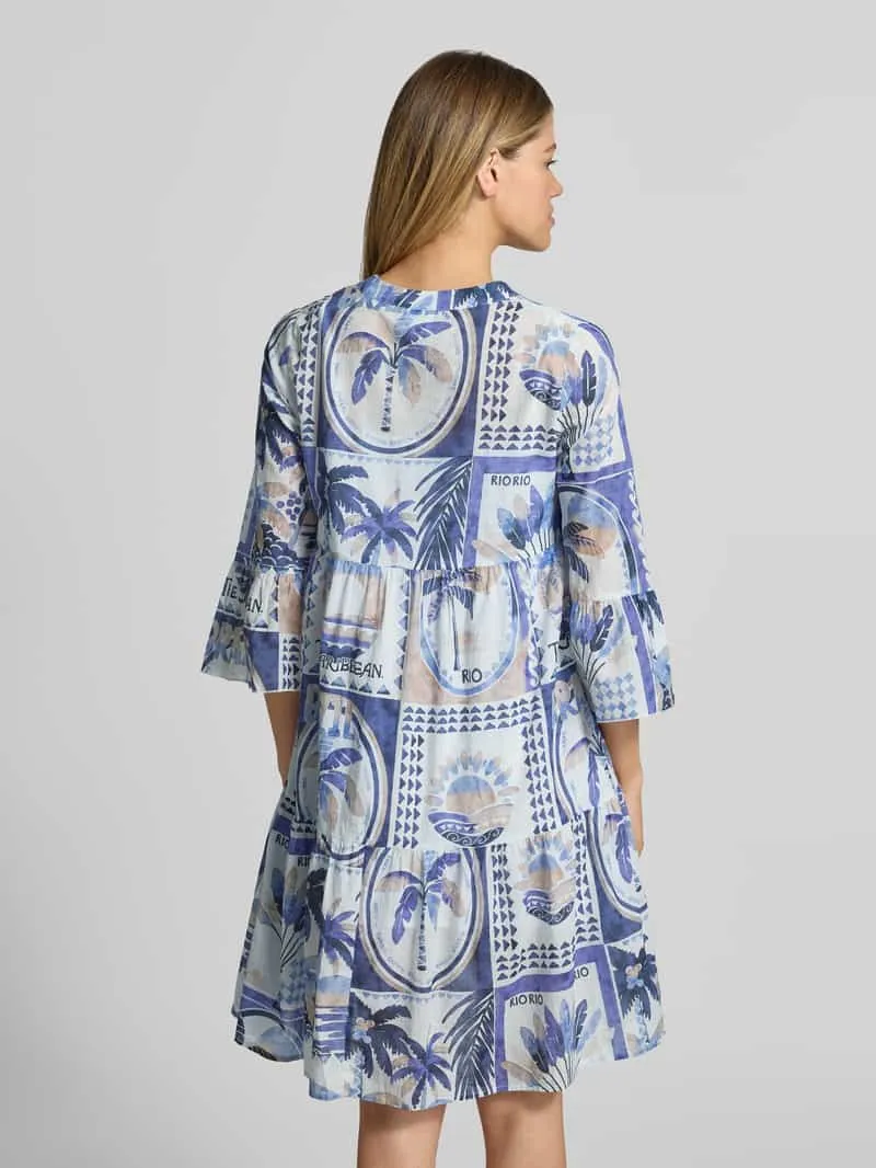 Emily Van den Bergh Tunikajurk in allover-look met V-hals bleu, foto 4