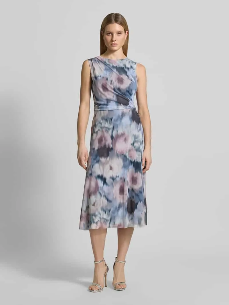 Swing regular fit midi-jurk met plooitjes Bleu