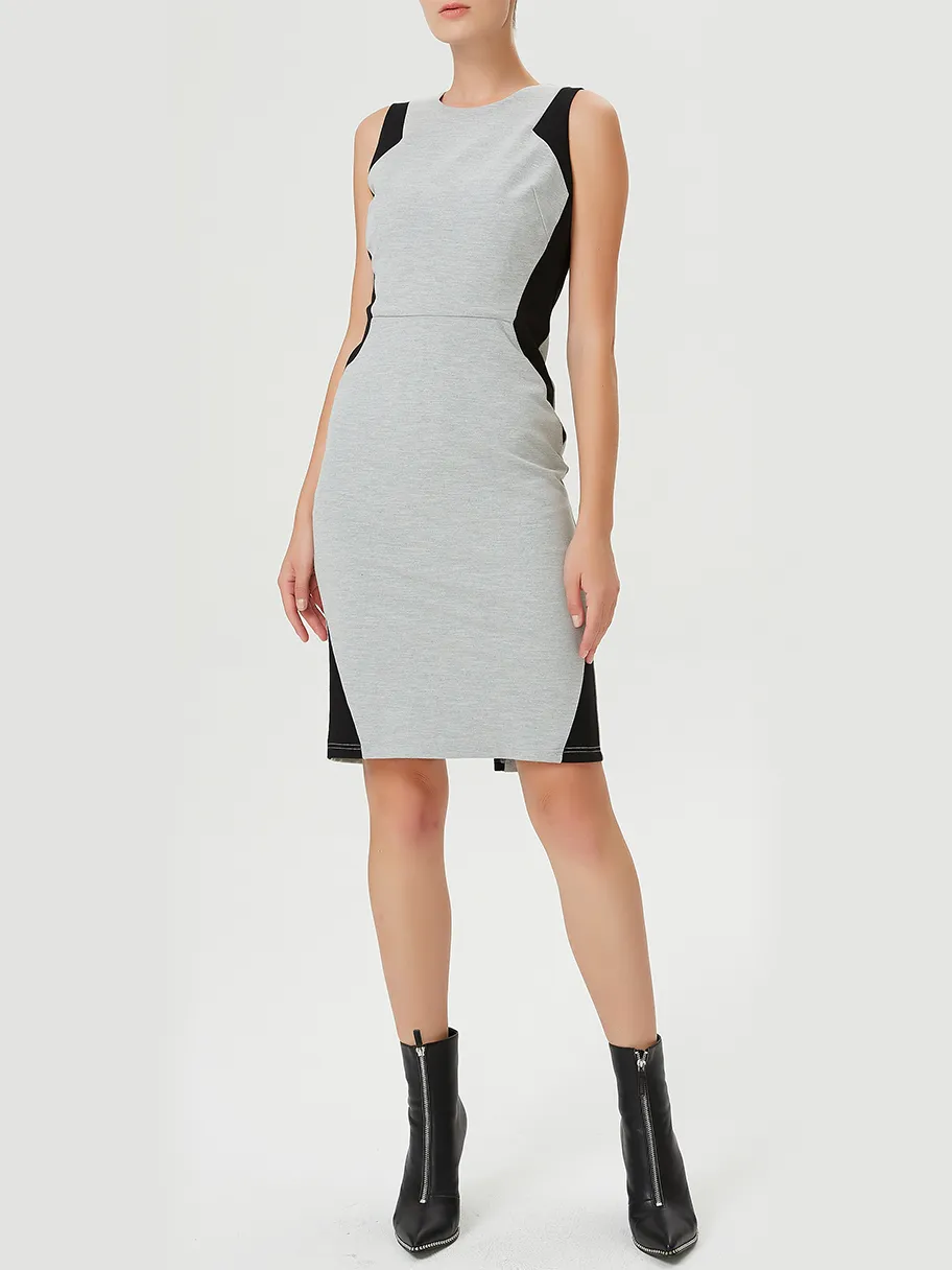 Smart & Joy Kleurblok bodycon korte jurk Grijs