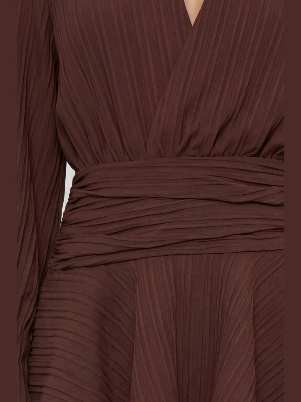 boohoo Dames Getextureerde Geplooide Ruches Mini-jurk chocoladebruin, foto 4