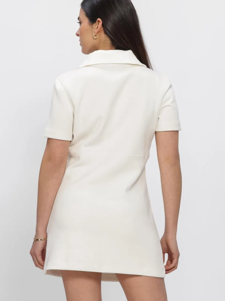 Calvin Klein Dames Jurken Ss Spacer Mixed Media Rib Mock - Gebroken Wit, foto 3