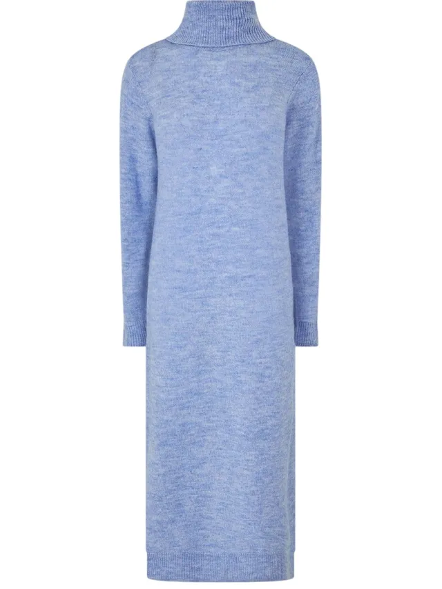 Pieces Dames Gebreide Coltrui Jurk (Hortensia) Blauw