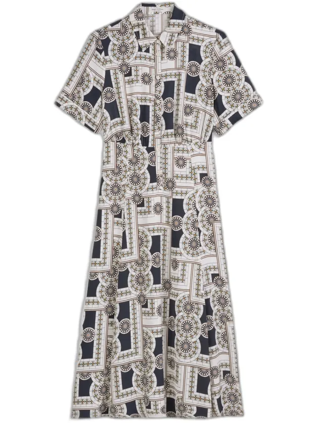 Marc O'Polo Geprinte gebreide jurk voor dames Marc O'Polo multi/muted blue