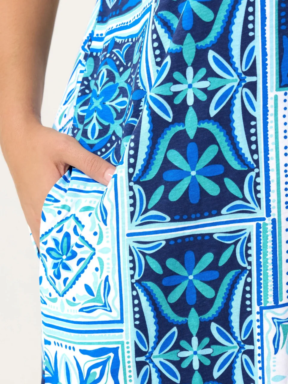 Yours Blauwe Midijurk Met Tegelprint-56, foto 5