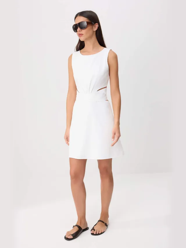 Trendyol TRENDYOLMİLLA Dames Wit Effen Kort / Mini Mouwloos Skater Jurken