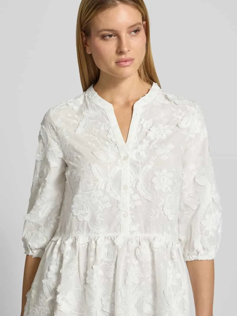 White Label Knie-lange jurk met stitchings en 3/4-mouw wit, foto 5
