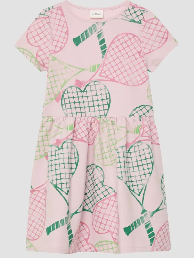S.Oliver female - Lichtgewicht sweatjurk met all-over print zachtroze