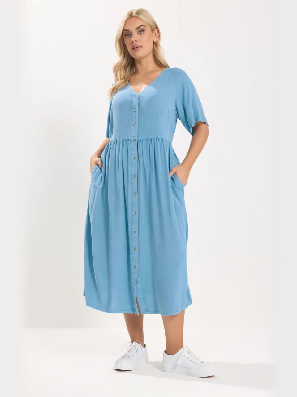 Yours Blauwe Chambray Maxitheejurk-68, foto 2