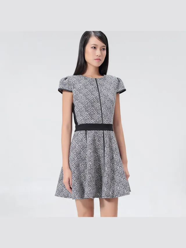 Smart & Joy Geometrische print skaterjurk en trui garnering Grijs