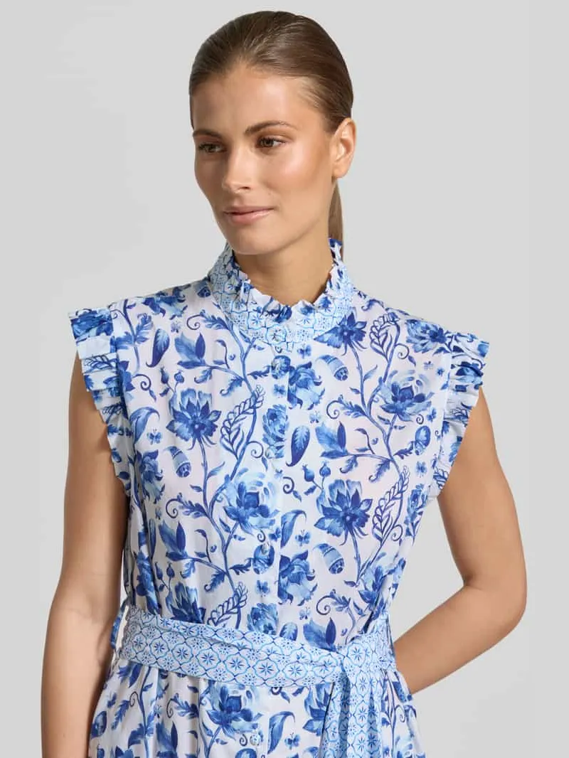 Christian Berg Woman Midi-jurk in all-over look met Strikceintuur donkerblauw, foto 4