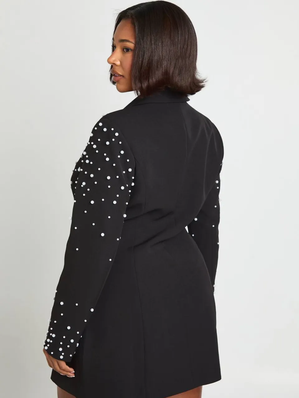 boohoo Dames Plus Parel Versierde Blazerjurk zwart, foto 2