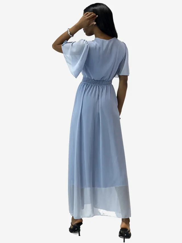 Elara Sommer-Maxikleid mit V-Ausschnitt Hellblau