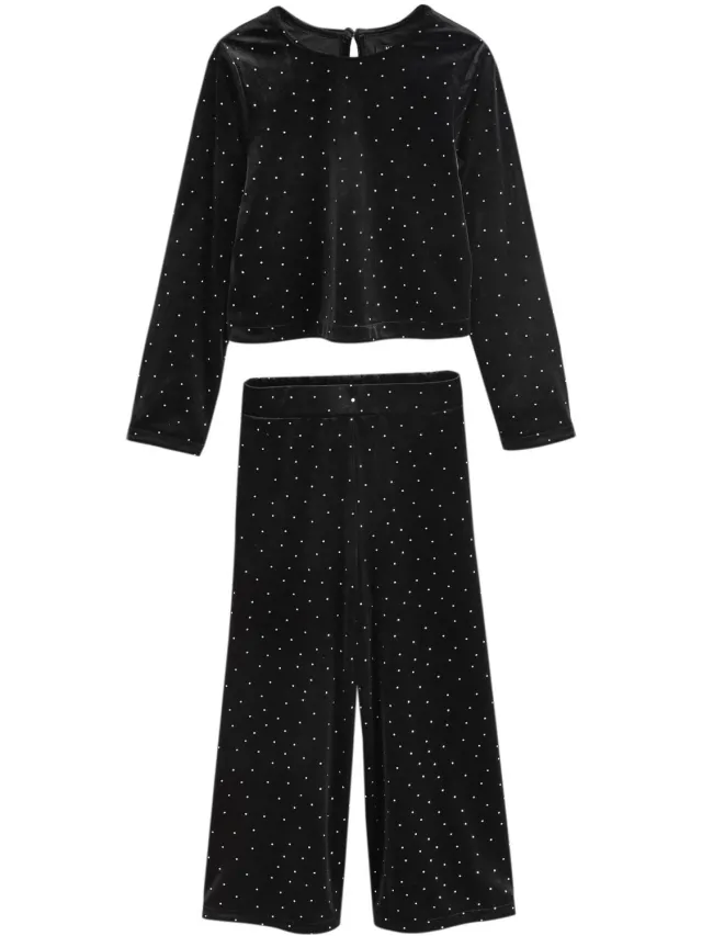 Next Meisjes - Velours broekenset met glitters - Zwart Black