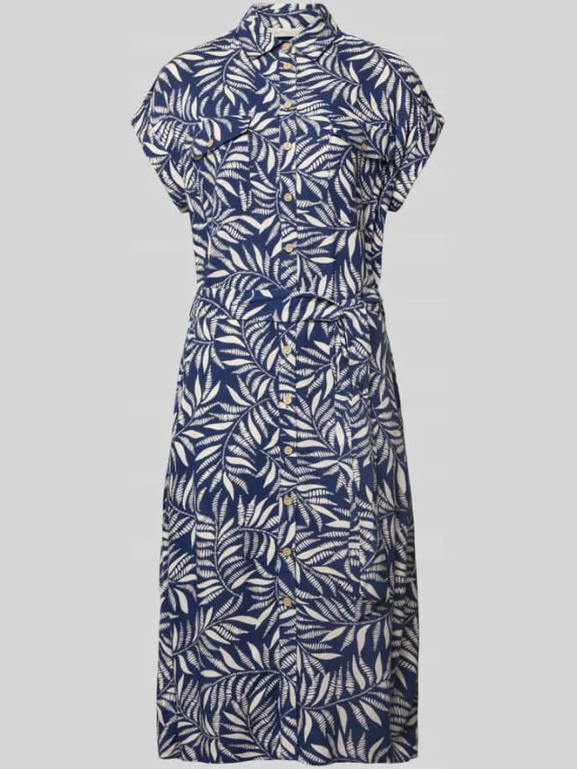 Apricot Overhemdjurk van viscose met borstzakken marineblauw, foto 2