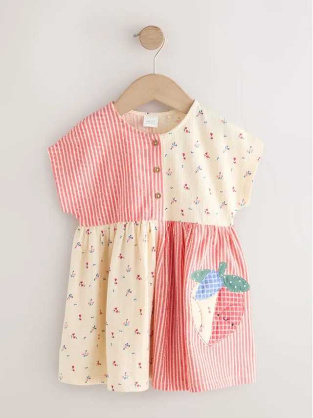 Next Meisjes - Jerseyjurk - Crème Patchwork Strawberry