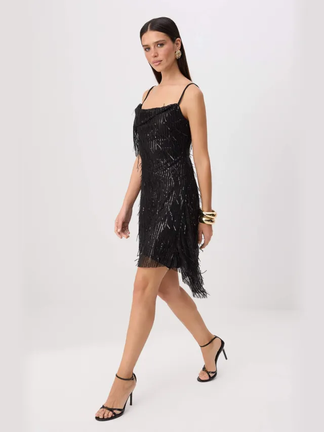 Trendyol TRENDYOLMİLLA Dames Zwart Effen Kort / Mini Mouwloos Asymmetrisch Jurken