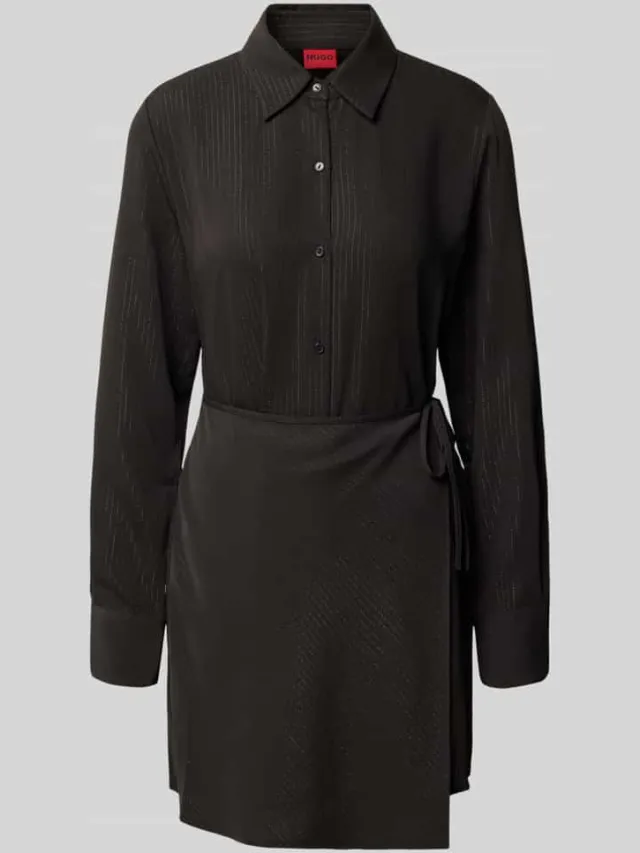 Hugo Getailleerde vrijetijdsjurk met all-over motief model 'Kateri' Zwart