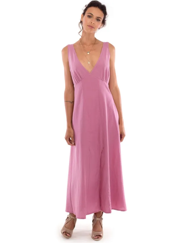 RAVENS VIEW IBIZA dames vegan Maxi Jurk Fay Violet Roze