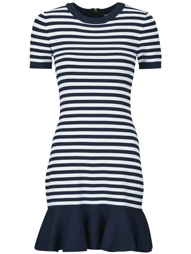 MICHAEL Michael Kors t-shirtjurk van viscosemix met ronde hals marineblauw, foto 3