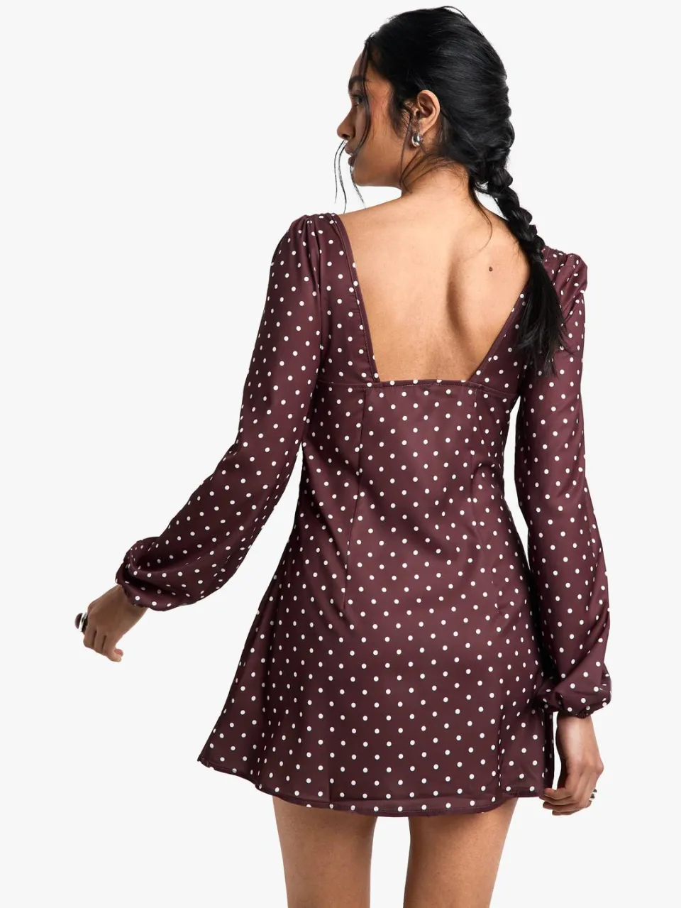 boohoo Dames Polkadot Melkmeisje Mini-Jurk bruin, foto 2