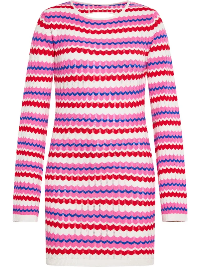 IZIA Jurk Wol Wit Veelkleurig