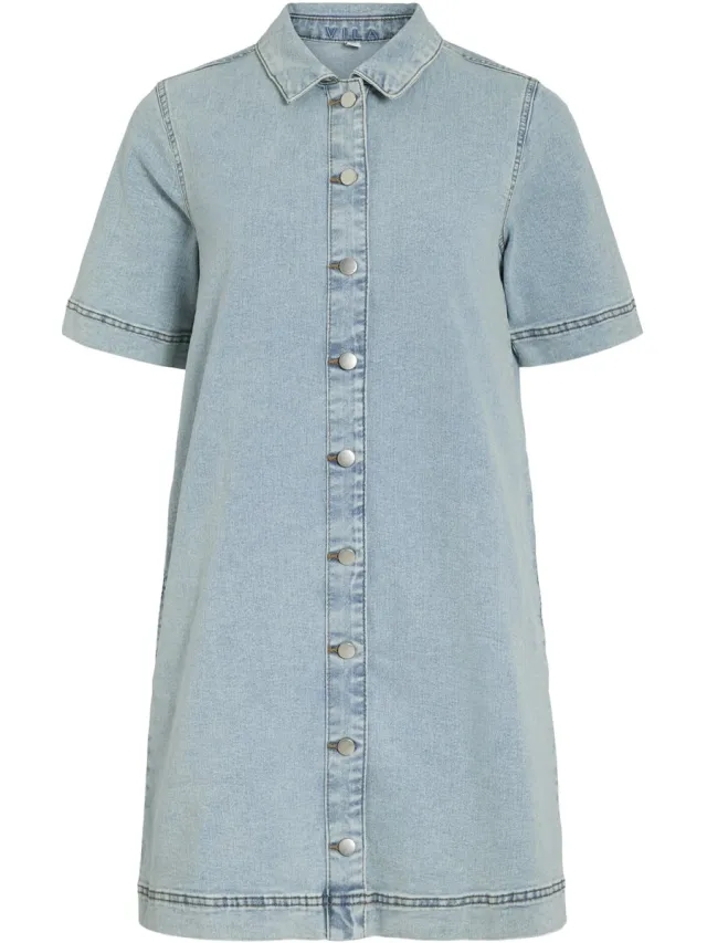 Vila VINUS 2/4 SLEEVE DENIM DRESS - NOOS - Dames - Mini jurken Light Blue Denim