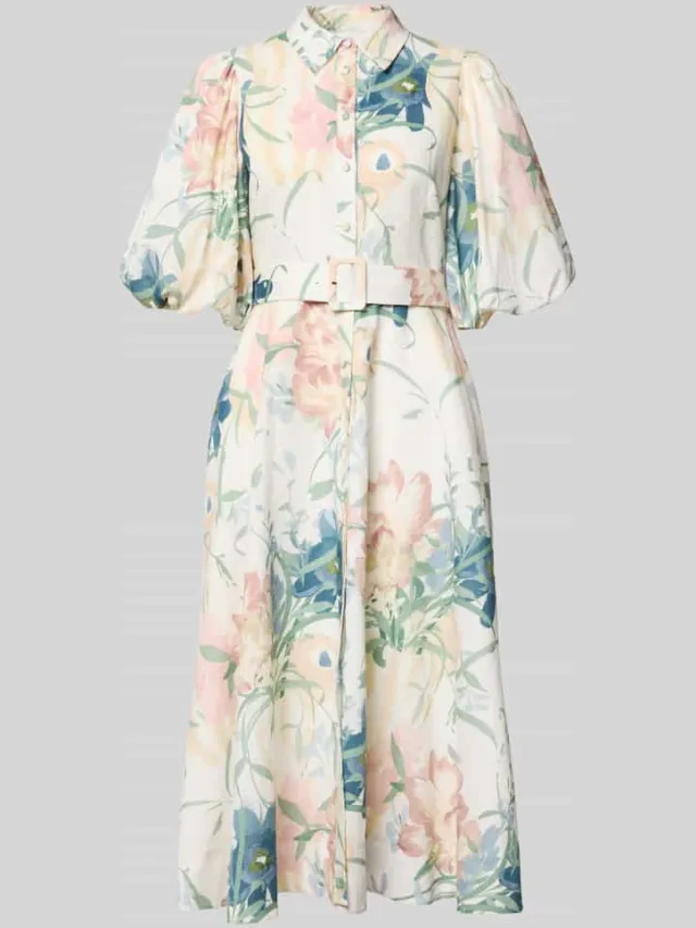 Ted Baker Midijurk van linnenmix met all-over bloemenprint zand, foto 2