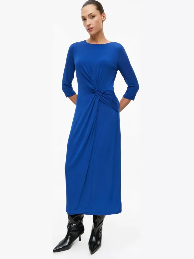 S.Oliver female - Jurk met wikkel-look en knoopdetail koningsblauw