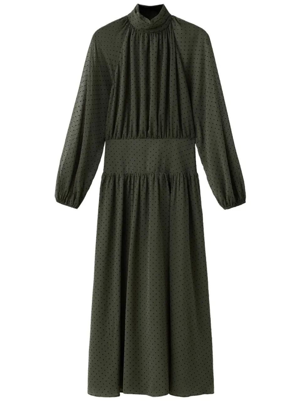 Mango maxi jurk met stippen - kaki, foto 2