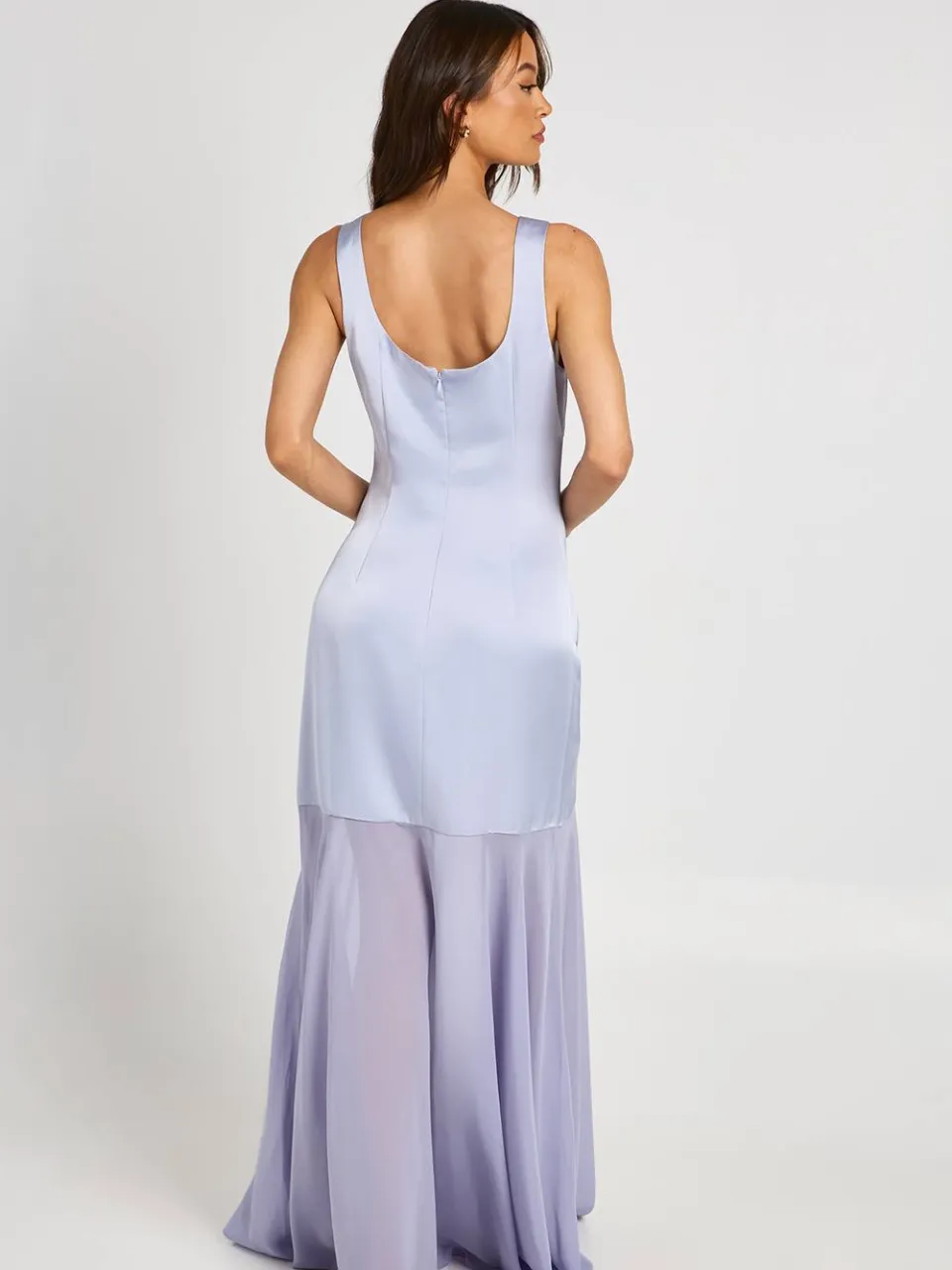 boohoo Dames Tall Vierkante Hals Volle Rok Mini Jurk poederblauw, foto 2