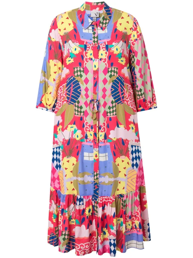 Ulla Popken Dames - Blouse-jurk - Roze - Maat 58+