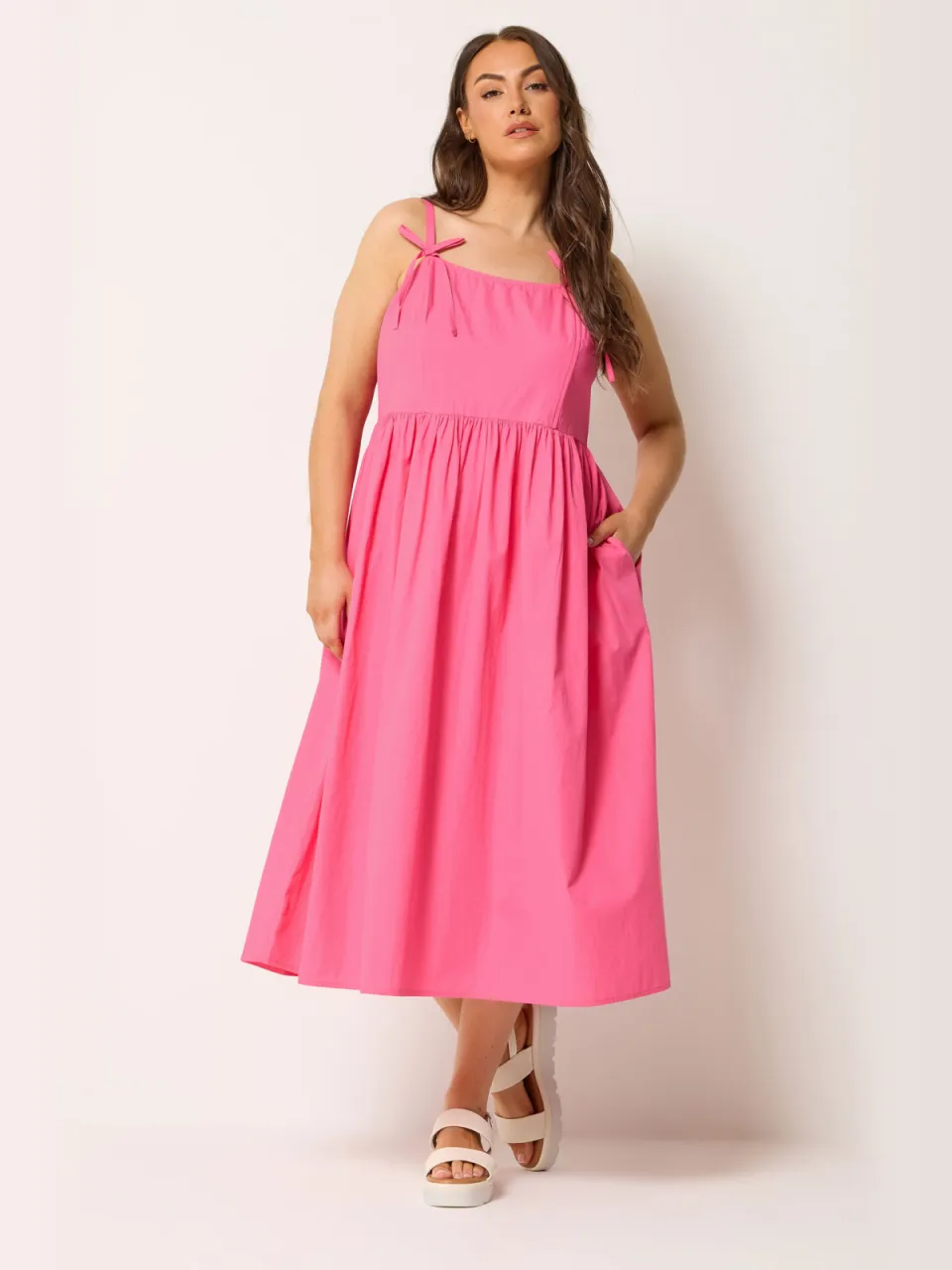 Yours Roze Poplin Midijurk, foto 3